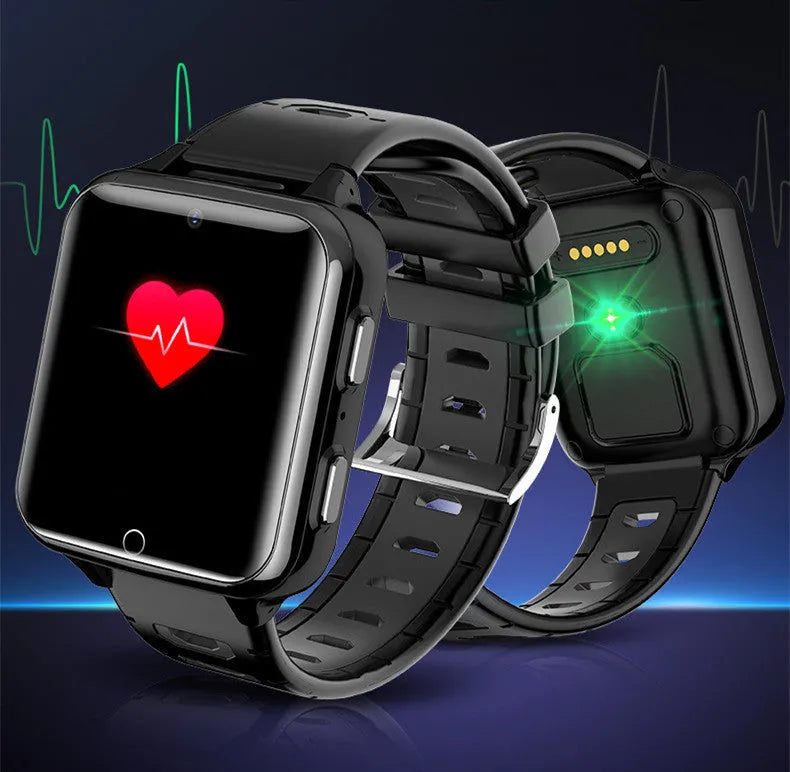 Children's smart watch with 1.54-inch screen, silicone strap in three colours, showing camera and touchscreen