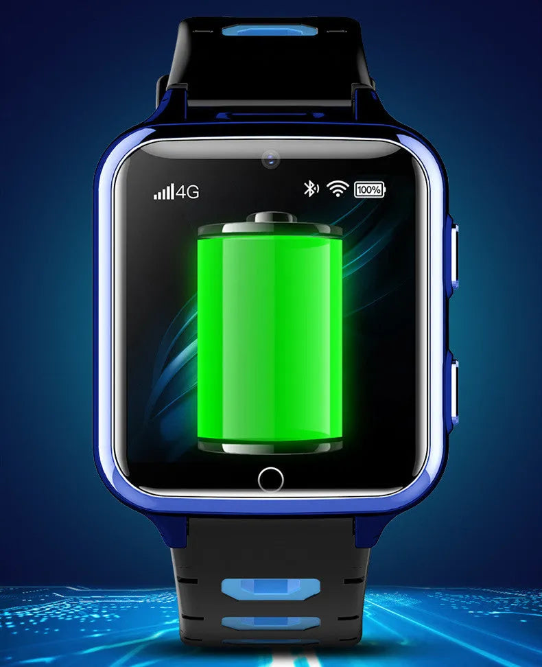 Children's smart watch with 1.54-inch screen, silicone strap in three colours, showing camera and touchscreen