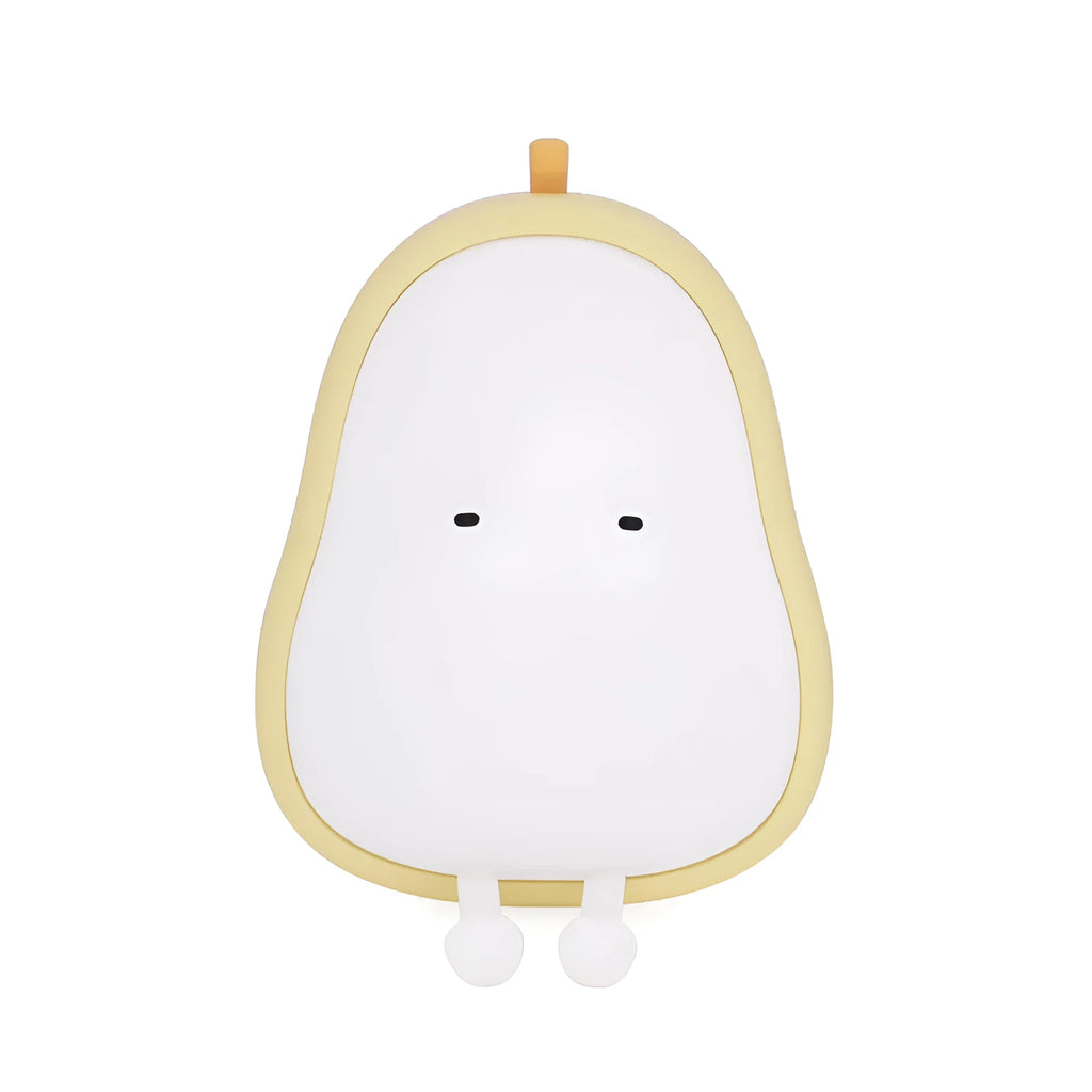 Warm yellow pear-shaped silicone bedside night light with USB charging