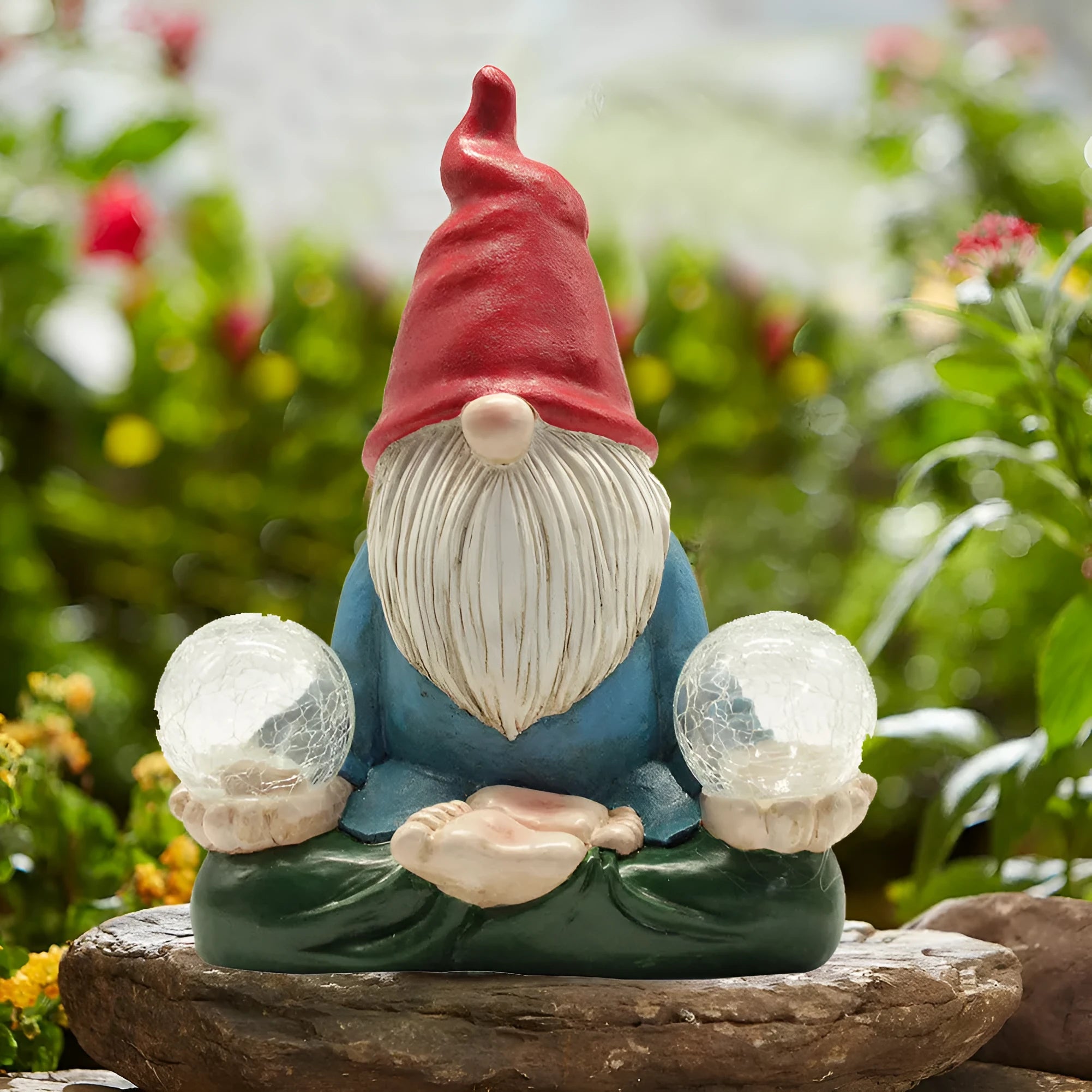 Solar LED resin dwarf doll outdoor statue in faceless old man style for garden decoration