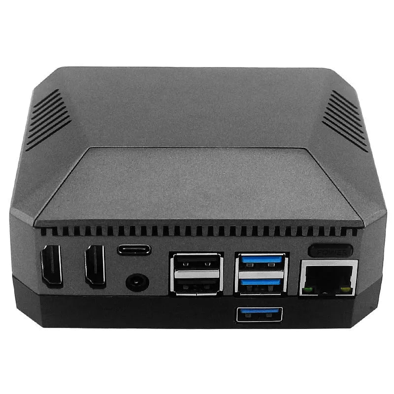 Silver aluminium alloy case with fan for M.2 SSD expansion board protection and cooling