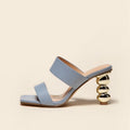 Summer women's electroplating heel sandals with metal detail artificial PU upper high heel five colours