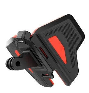 Black GoPro motorcycle helmet chin strap mount for action cameras with stainless steel clasp