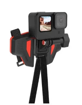 Black GoPro motorcycle helmet chin strap mount for action cameras with stainless steel clasp