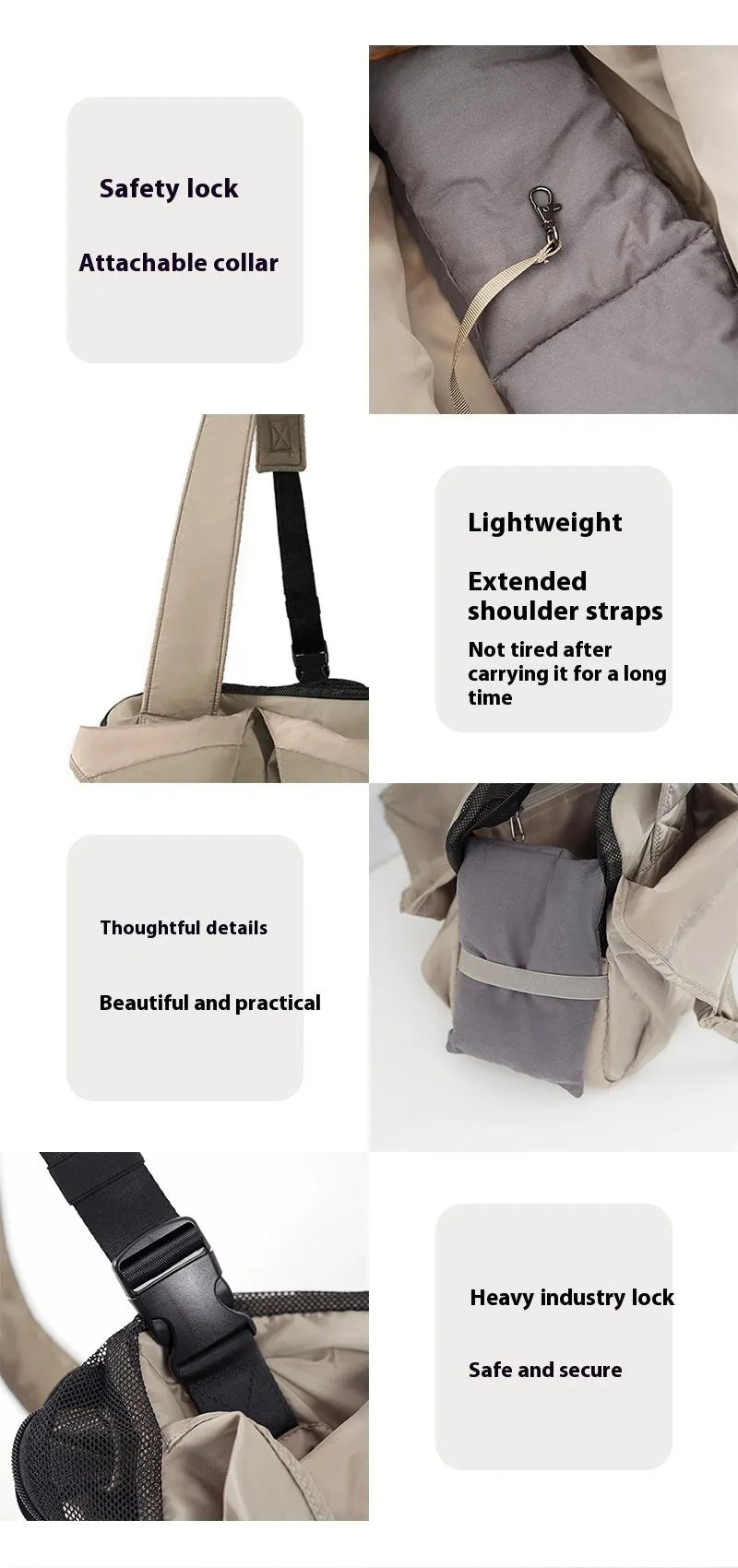 Apricot cloth pet handbag with medium 41cm by 16cm by 28cm dimensions for dogs and cats