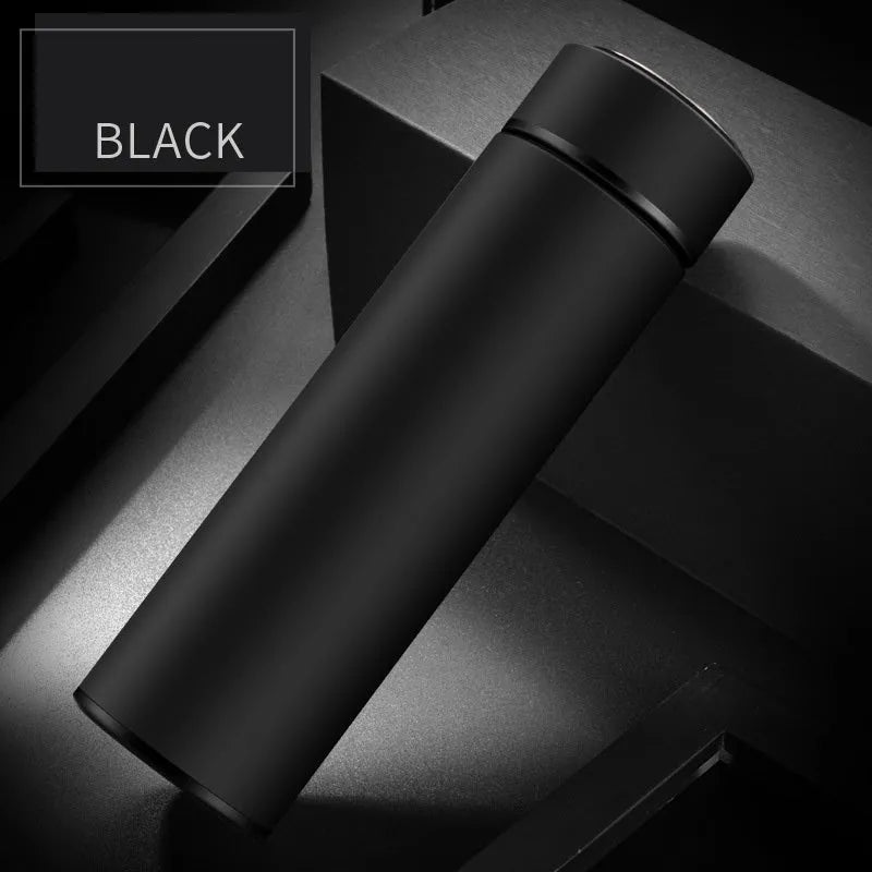 450ml stainless steel vacuum insulated water bottle in black, red, gold, or blue colour.