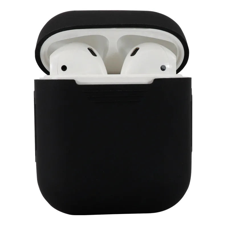 Silicone protective cover for Apple AirPods 2 case in multiple colour options on a white background.