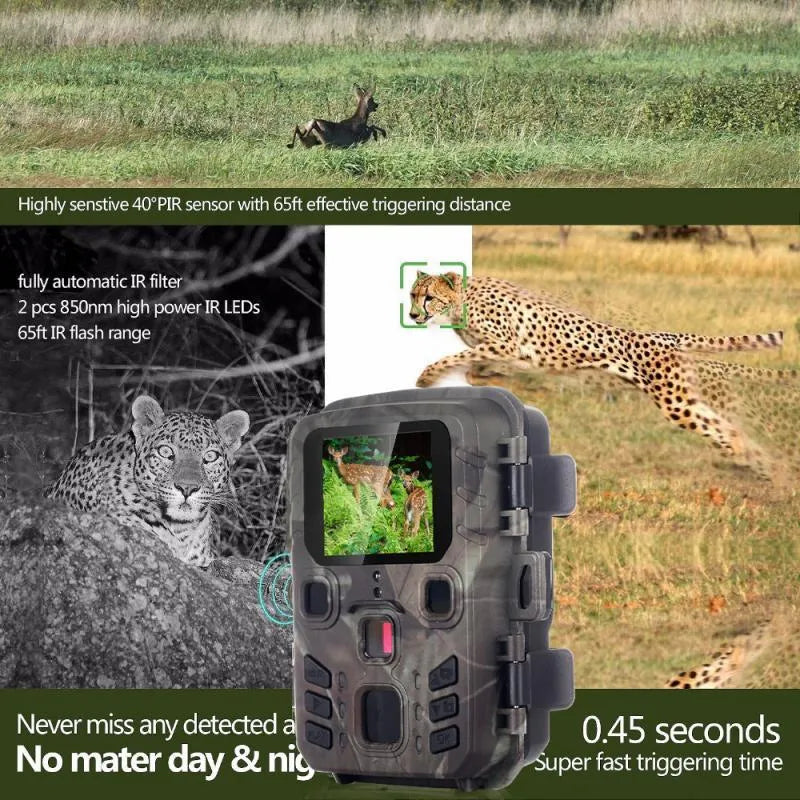 Black plastic infrared night vision monitor with 12MP sensor and TF card slot