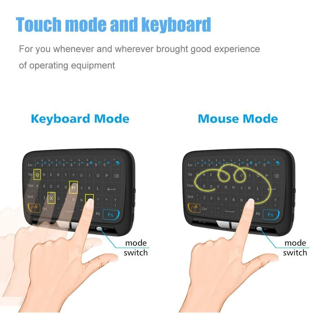Mini H18 black wireless keyboard with touchpad and USB dongle for Android TV box and notebook