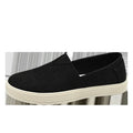 Men's beige linen cloth canvas shoes with round toe and shallow cut on a plain background