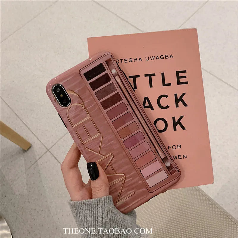 Silicone iPhone case with an eye shadow design in Flesh colour.