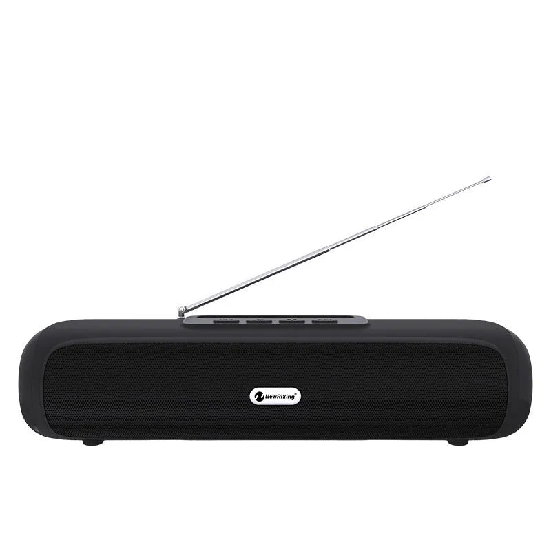 Desktop wireless long strip radio subwoofer in Black, Blue, Red, or Silver Grey colour