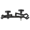 Black ABS plastic umbrella clip for camera tripods with adjustable screw clamp mechanism