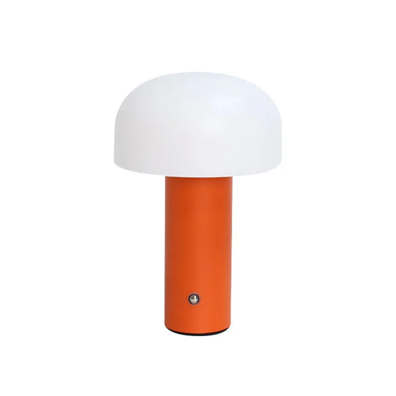 USB-powered plastic table lamp with three-colour LED effects in black, white, orange, or green finishes
