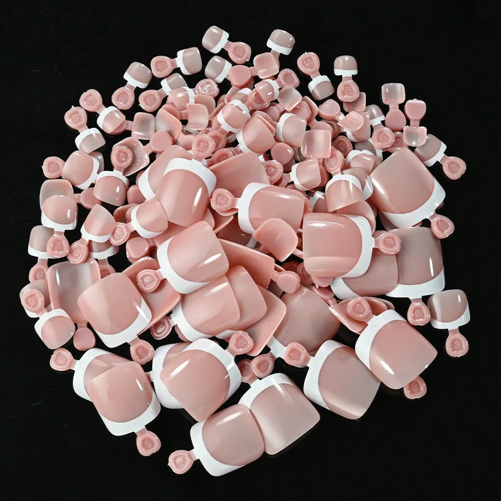 French white edge toe nail pieces in nude colours, 120 pieces in box with nine colour options