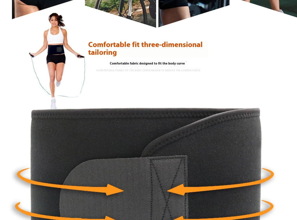 Neoprene hot lumbar support belt for fitness in black, blue, or pink colours.