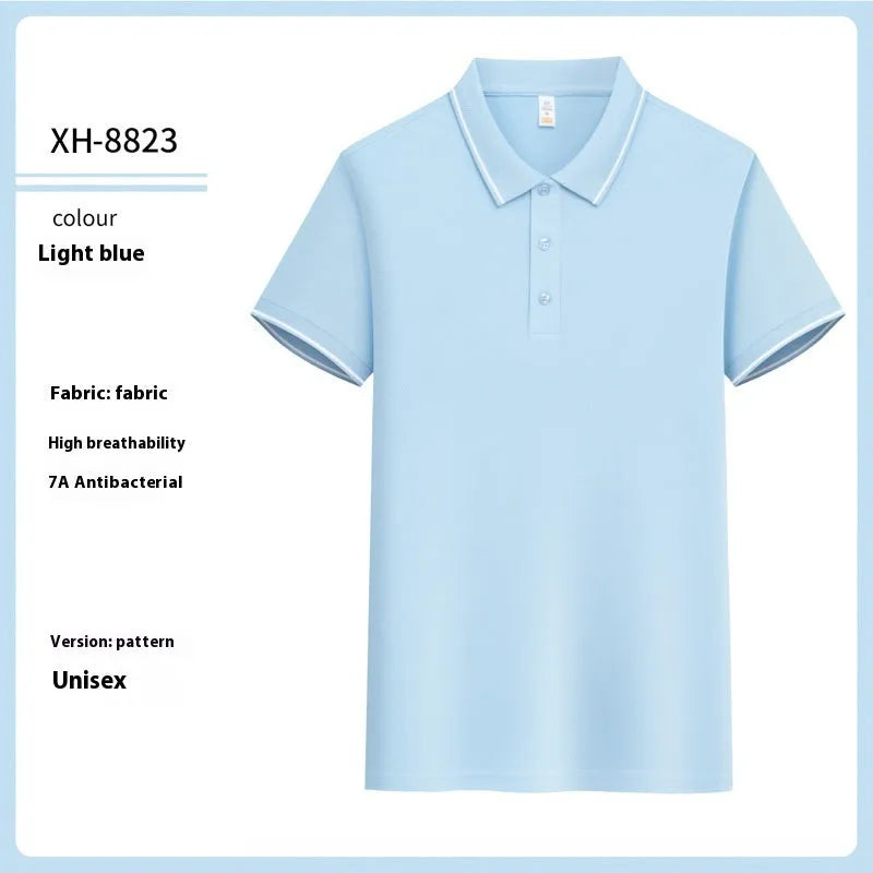 Antibacterial ice-sensitive lapel polo shirt in slim fit, shown in multiple colours.