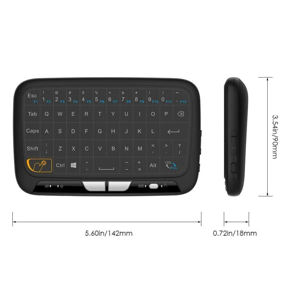 Mini H18 black wireless keyboard with touchpad and USB dongle for Android TV box and notebook
