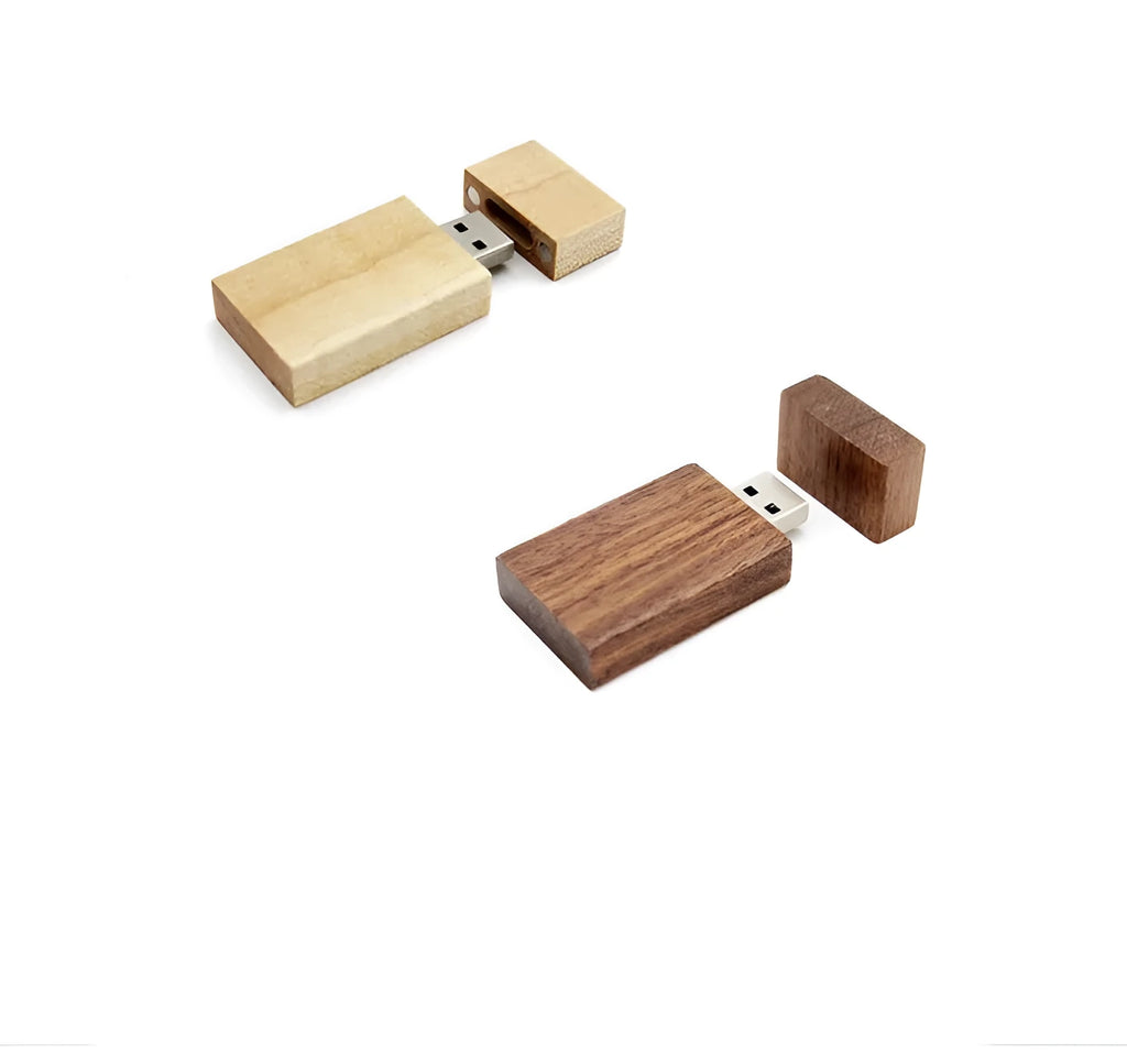 USB 3.0 wooden flash drive 32GB in coffee and khaki with large square wooden box