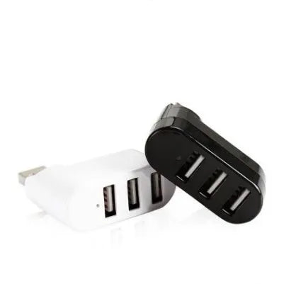 Black and white USB 2.0 hub with 4 ports and spinning colour design element