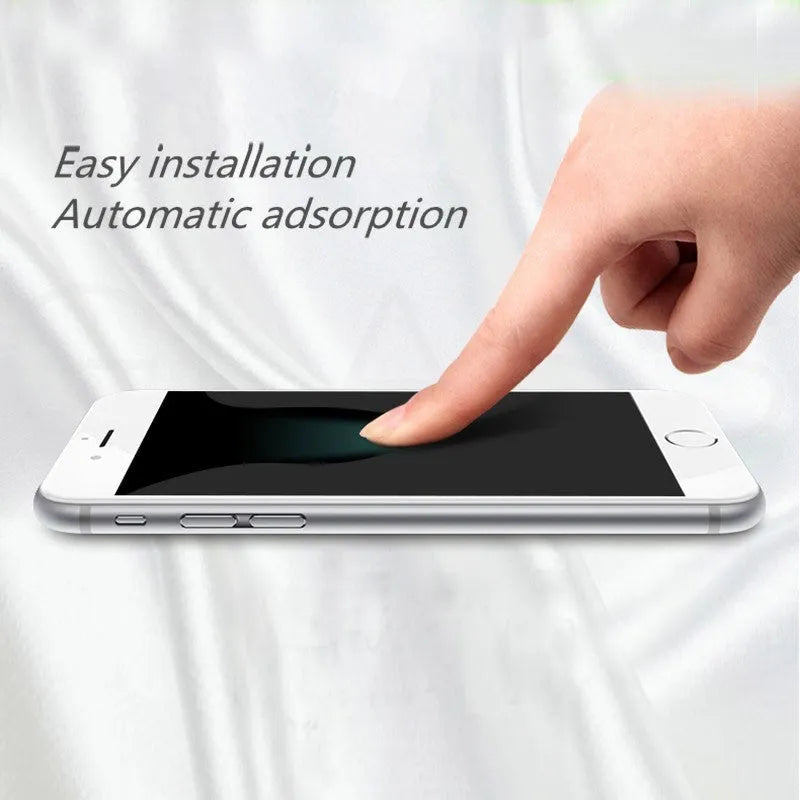 Pack of three transparent tempered glass screen protectors for iPhone models.
