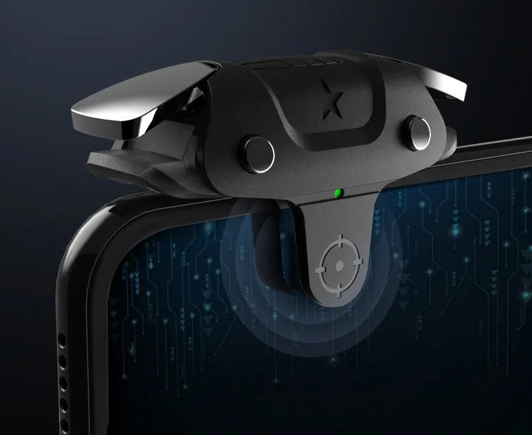 Black F5 Bluetooth mobile phone game controller showing compact handheld design