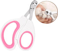 Blue pet nail clippers with a circular cutting hole and cushioned non-slip handles.