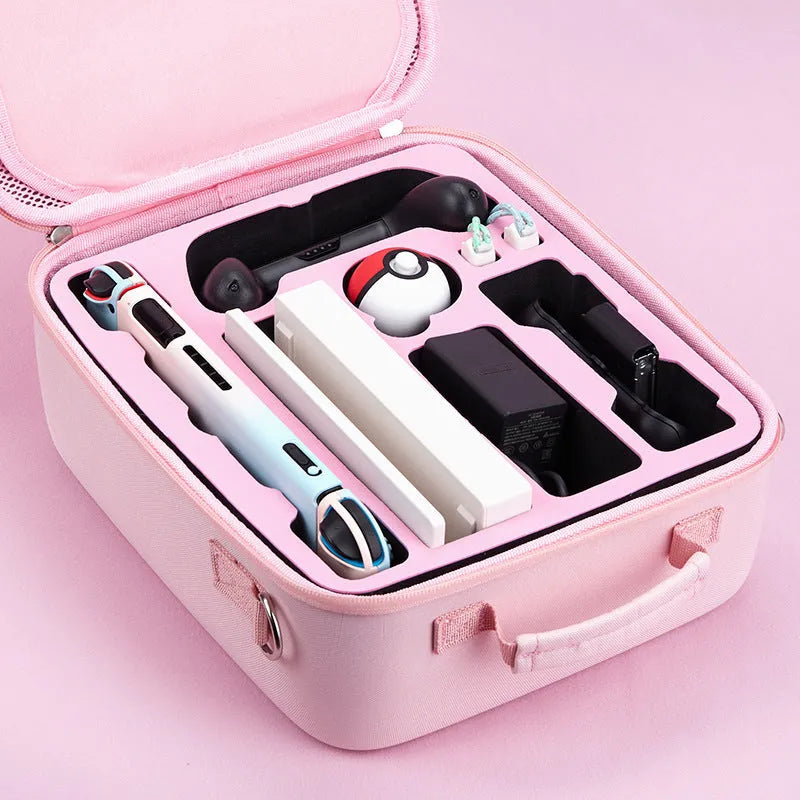 Cat claw design Nintendo Switch storage bag with diagonal strap in pink colour