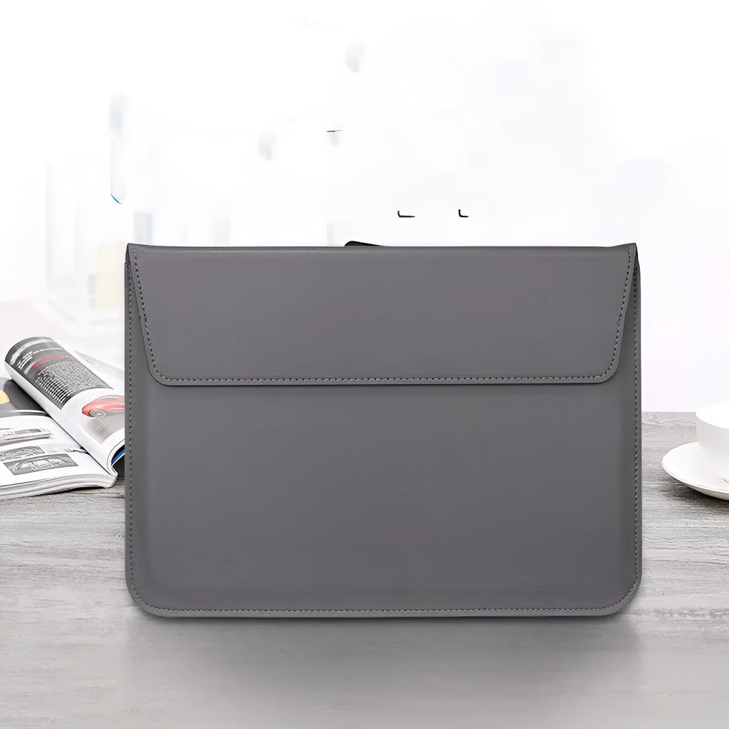 PU leather laptop sleeve in solid colour, fits 11 13 15 inch devices