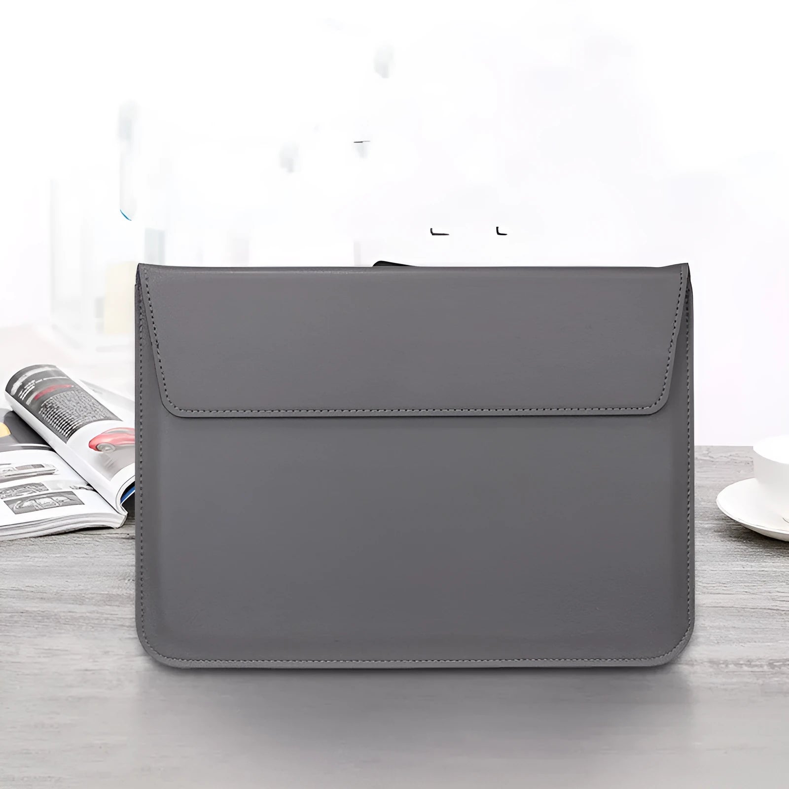PU leather laptop sleeve in solid colour, fits 11 13 15 inch devices