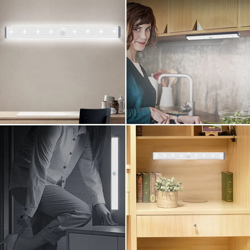 LED human body induction magnetic closet light with aluminium shell and magnetic mounting back