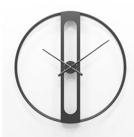 50cm round metal wall clock in black or gold finish on a wall