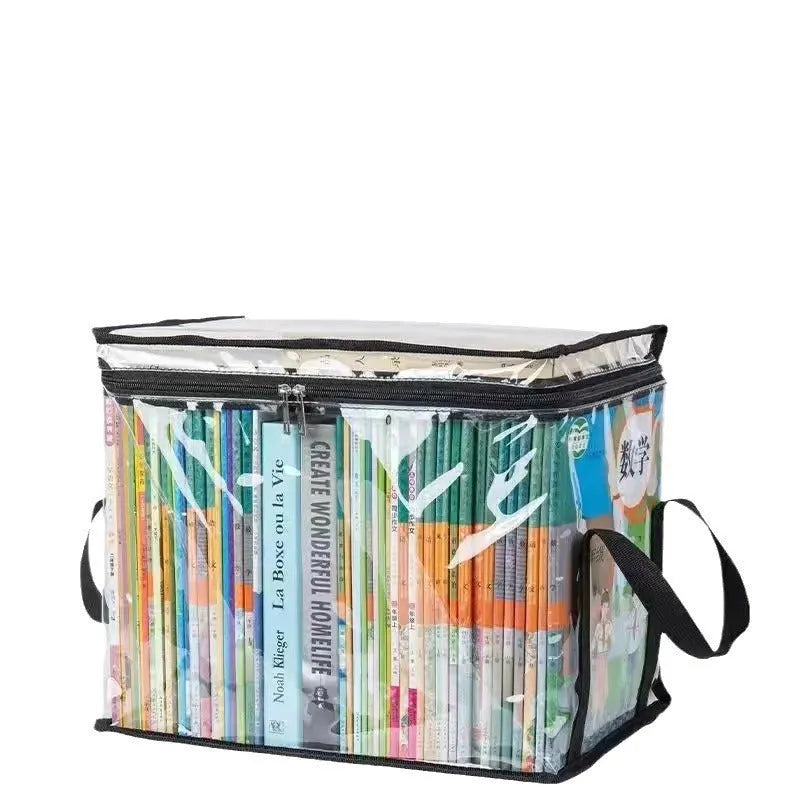 White large size waterproof PVC buggy bag with transparent front, shown next to a black version.