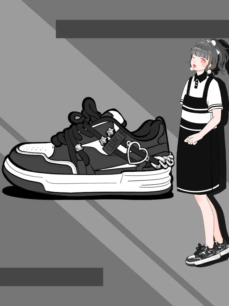 Women's black lace-up platform sneakers with microfiber upper and rubber sole
