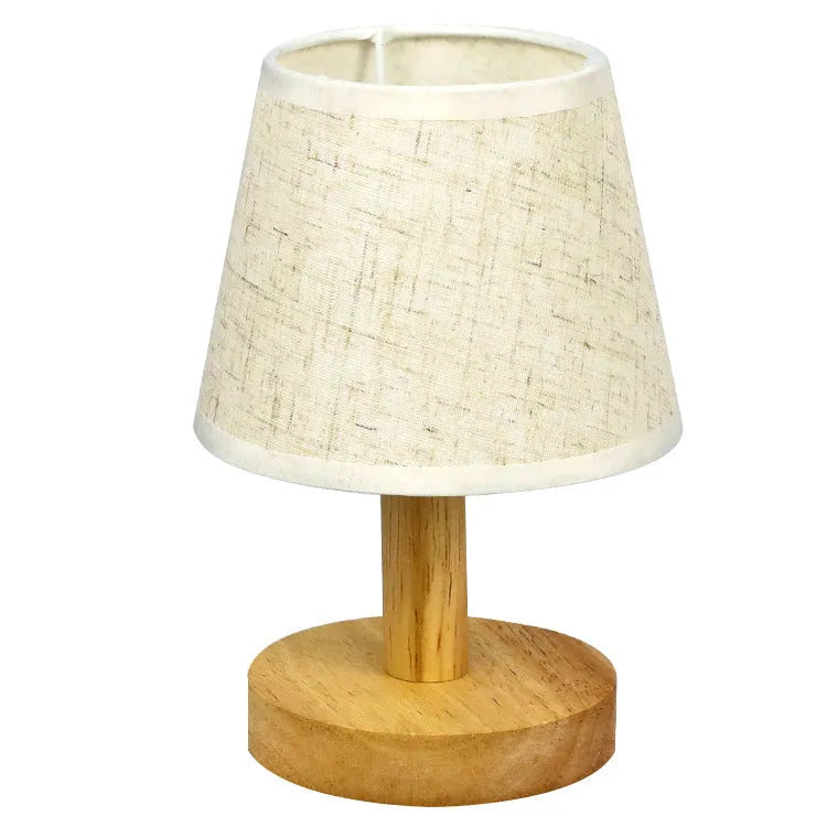 Korean style table lamp with natural jute and linen shade on bamboo lamp holder