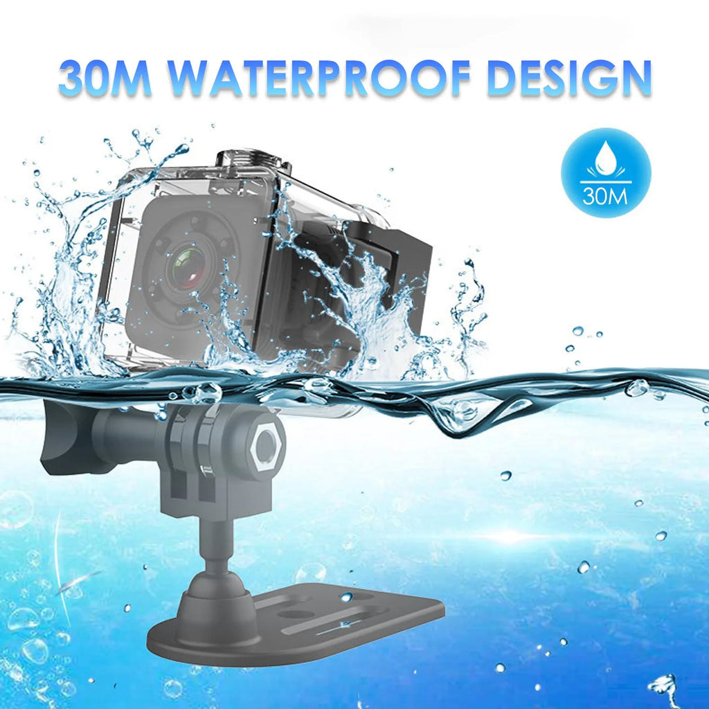 SQ29 black waterproof sports camera with 300mAh battery and MicroUSB port