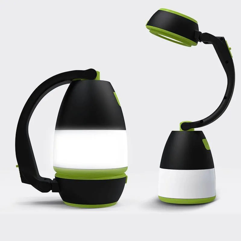 Black green multifunctional LED lamp with adjustable angle lighting and USB charging port