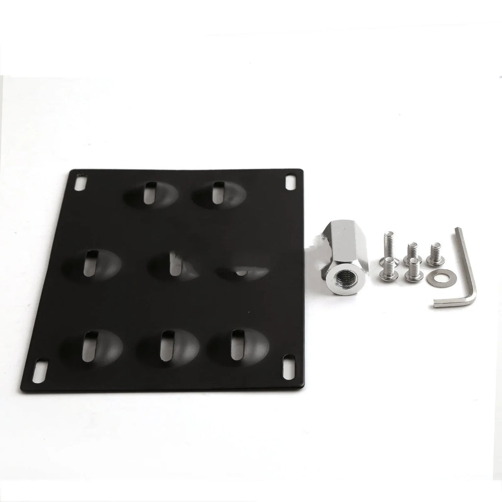 American-style metal car licence plate frame with an integrated central trailer hook.