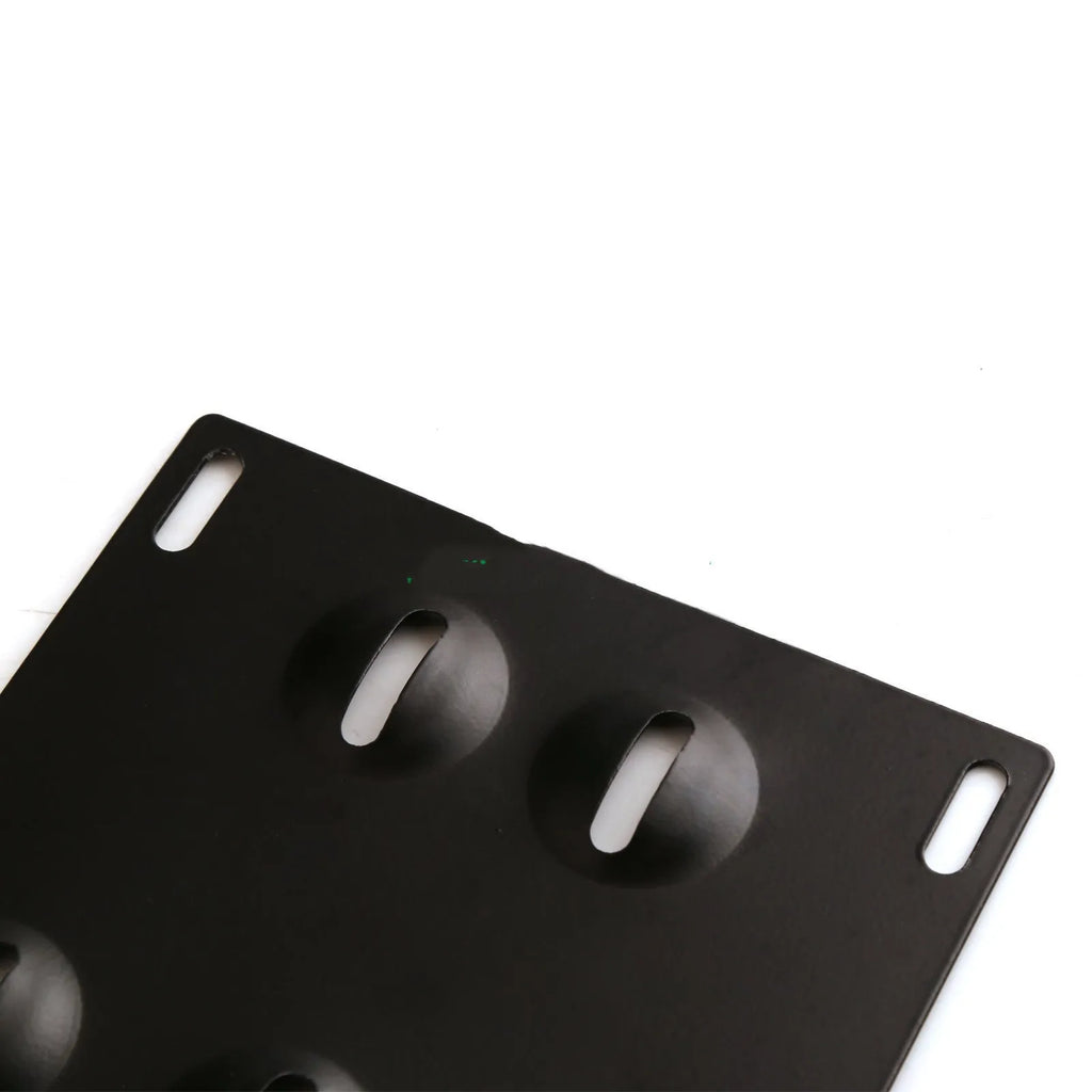 American-style metal car licence plate frame with an integrated central trailer hook.