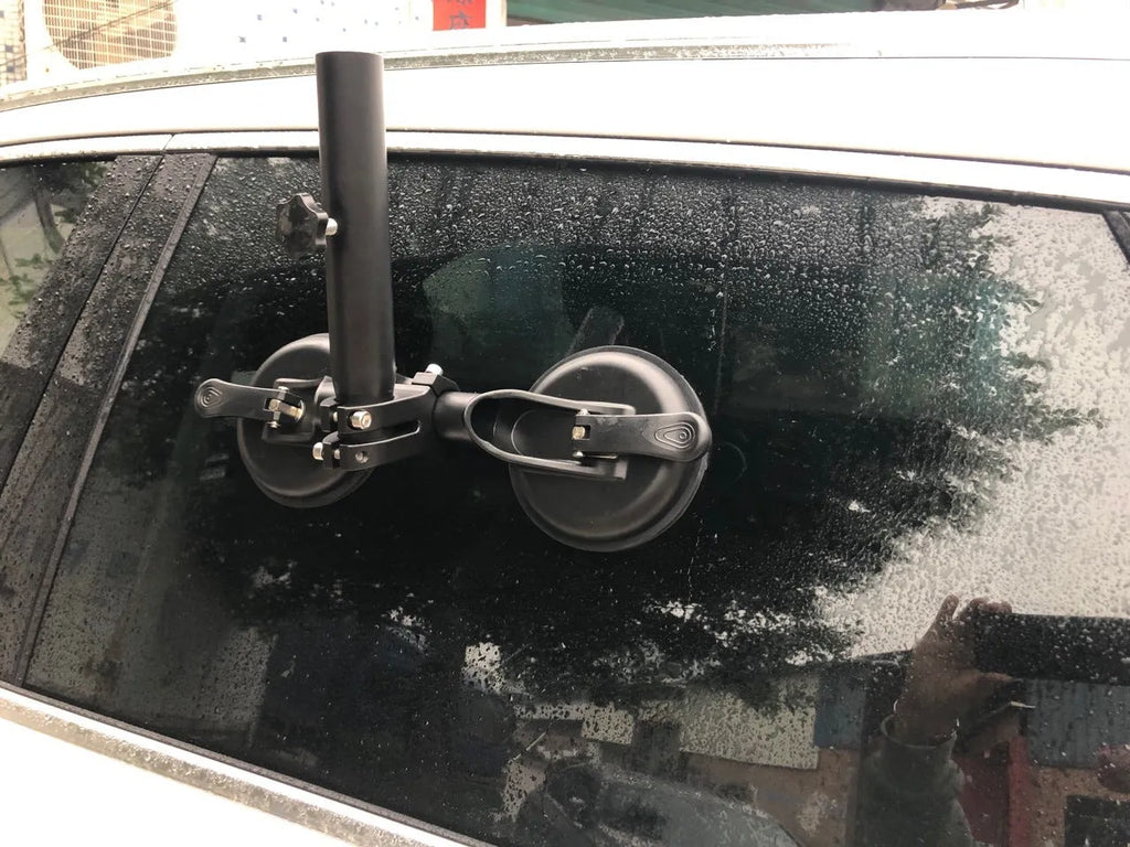 Black off-road car sucker base for windscreen flagpole mounting with round suction cup
