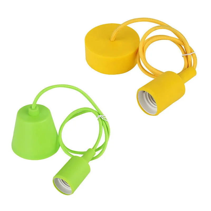 Colourful silicone ceiling pendant light holder with E27 socket and wire for DIY installation