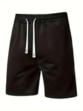 Men's loose fit printed beach shorts in khaki polyester fabric with elastic waist