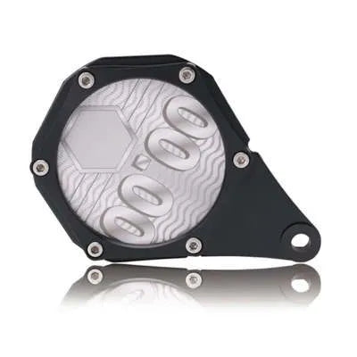 Black carbon fibre pattern aluminium alloy motorcycle tax disc holder with waterproof seal