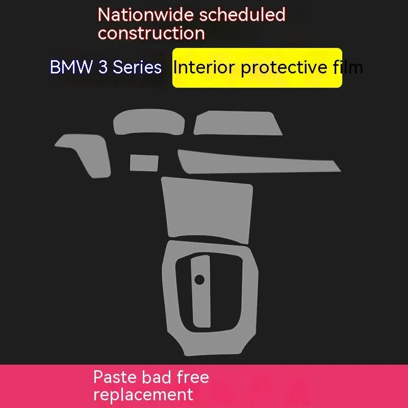 Transparent car interior protective film kit for BMW 3 Series dashboard protection