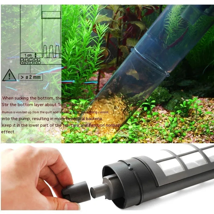Ehan electric sand washer 3531 for fish tank cleaning, transparent black plastic, 65cm length