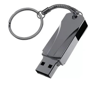 Rotating metal USB flash drive in silver, 42x15x9mm, capacities up to 16TB, with USB 3.0 interface
