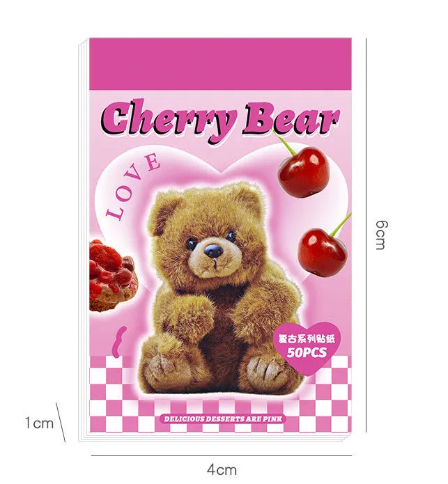 Cartoon mini sticker book open showing 4x6cm adhesive sheets in various colours on copper board paper.