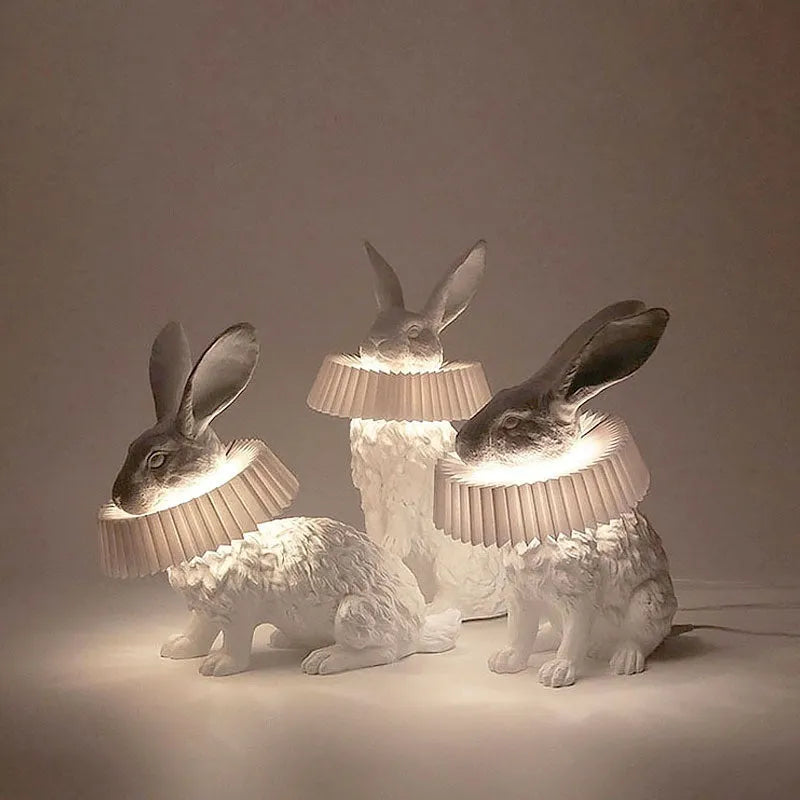 Custom modern bedroom table lamp with British Standard plug in white or black rabbit finish.
