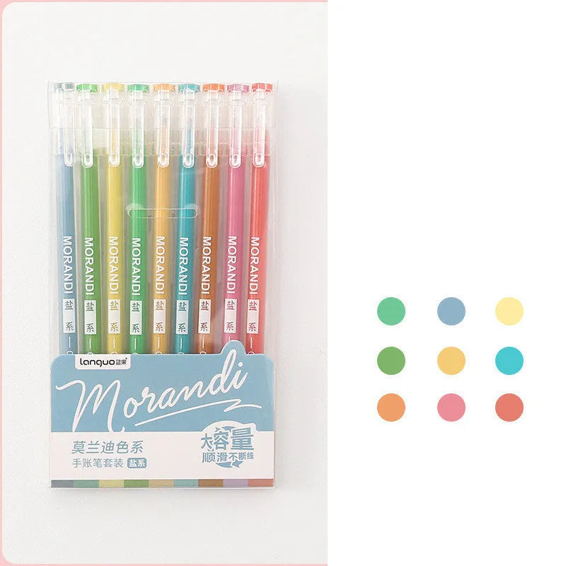 Set of nine gel pens with 0.5mm needle tips in a choice of colour series including Nordic and Retro.