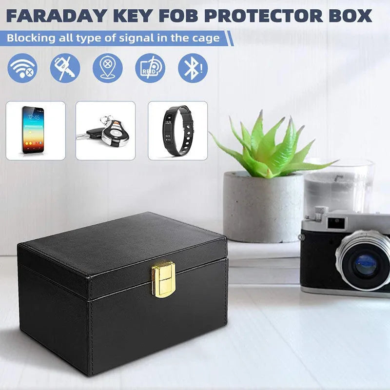 Carbon fibre anti-theft shielding box and two key wallets with nano signal blocking lining